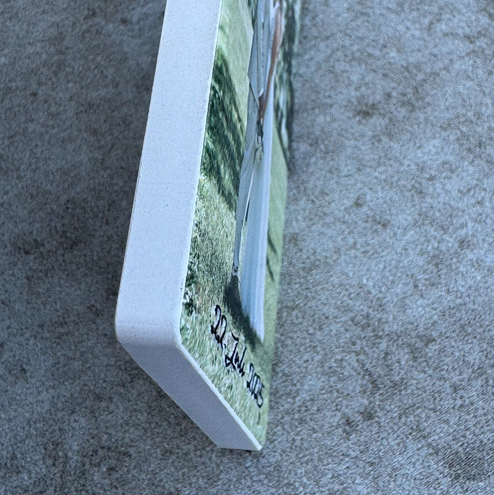 Personalisierter Keramikmagnet mit Wunschfoto und Schriftzug
